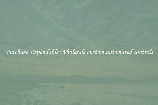 Purchase Dependable Wholesale custom automated controls