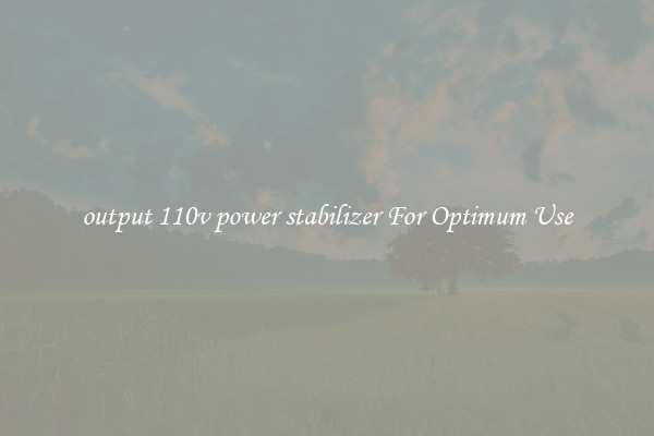 output 110v power stabilizer For Optimum Use