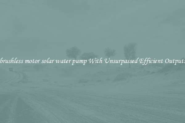 brushless motor solar water pump With Unsurpassed Efficient Outputs